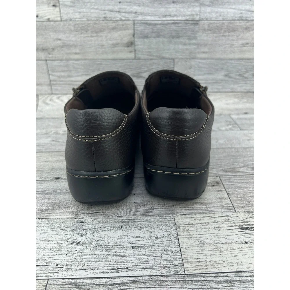 Clarks Collection Womens Brown‎ Leather Zip Side Slip On Loafer Shoes Size 7M